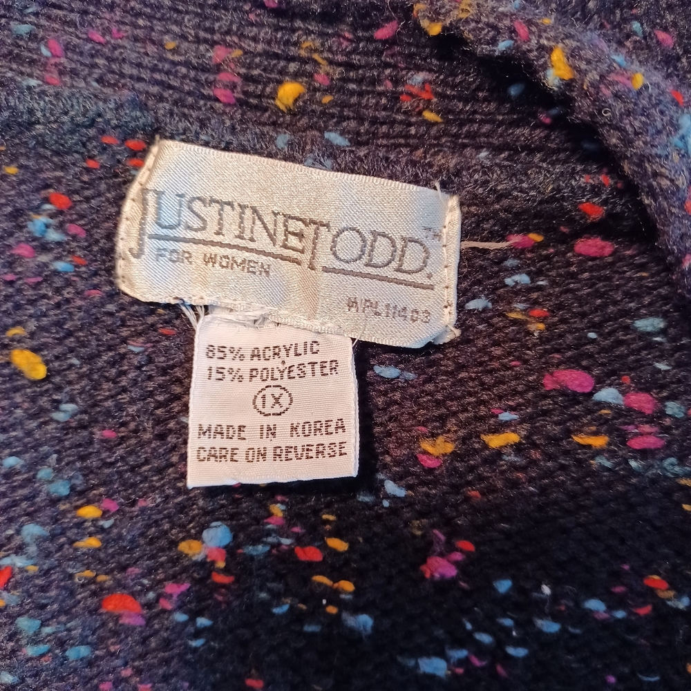 Vintage Black Colorful Pattern Marled Sweater Vest 1X - Picture 8 of 9